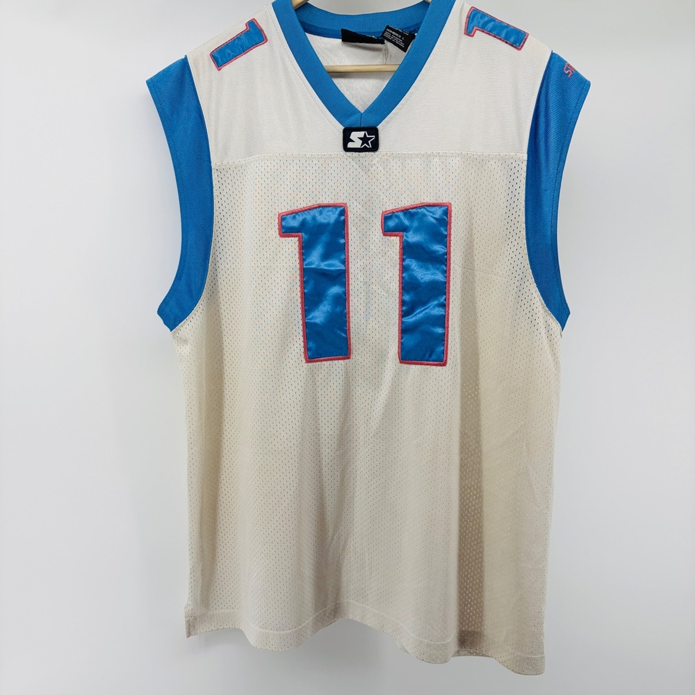 Starter Mens Large Mesh Football Jersey White Blue Number 11 Vintage 90s